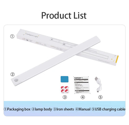LED Cabinet Light USB Type-C Rechargeable Motion Sensor Led Lamp for Kitchen Wardrobe Cabinet Lighting 20cm/30cm/40cm/50cm/60cm Beauty World Shop