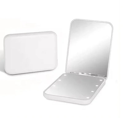 Mini Handheld Makeup Compact Folding Travel Portable With Led Light Makeup Pocket Mirror 8 Leds for Gifts Beauty World Shop