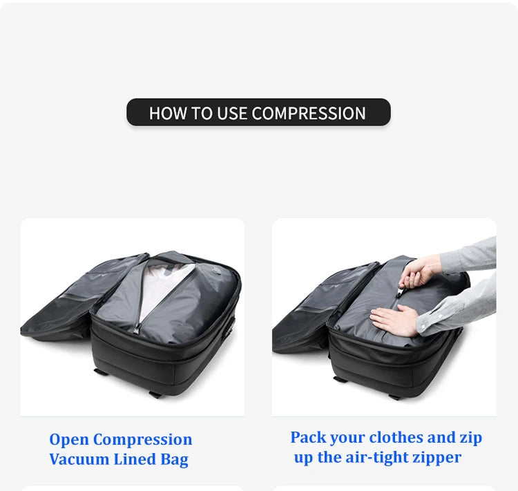 Travel Men 17 Inch Laptop Backpack Vacuum Compression Backpack Business Large Capacity School Backpack Expand Outdoor Backpack Beauty World Shop