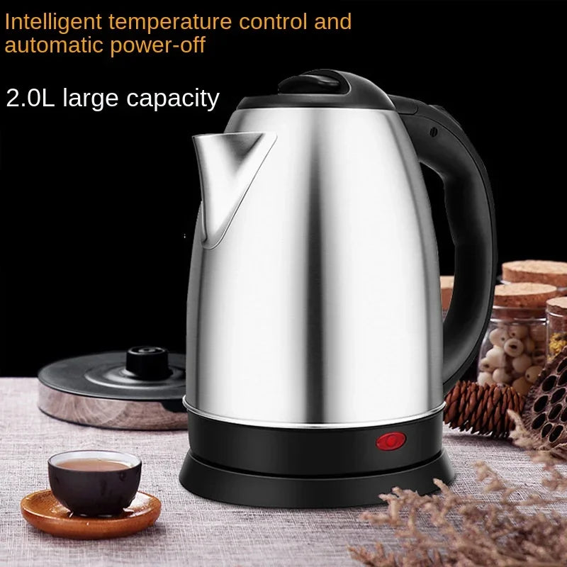 2.0L stainless steel electric kettle Silver gray Base Separation Desion Rust-resistant Durable for Home Office During Travel Beauty World Shop