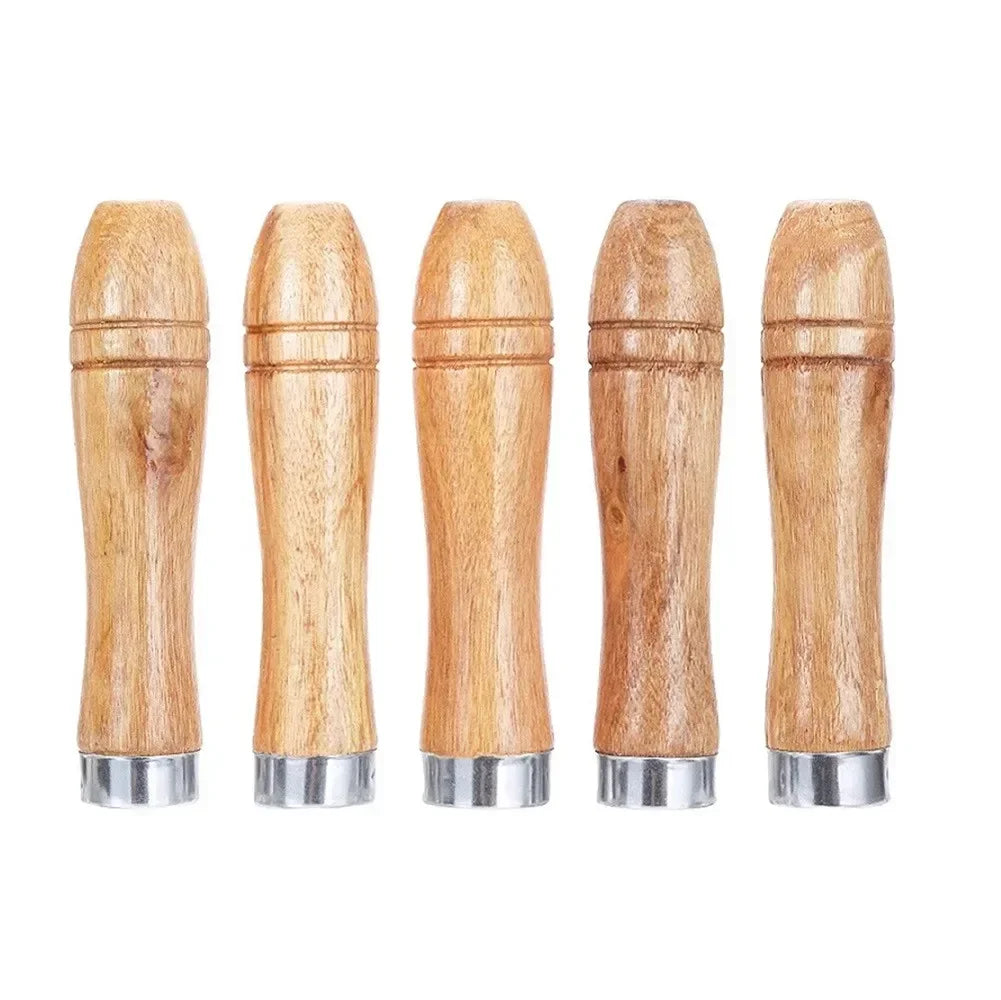 5pcs/set Wooden File Handle Replacement For Metal File,wood Rasp,screwdrivers,hand Drills For File Craft Tool Length 9cm Hole Beauty Trend Shop