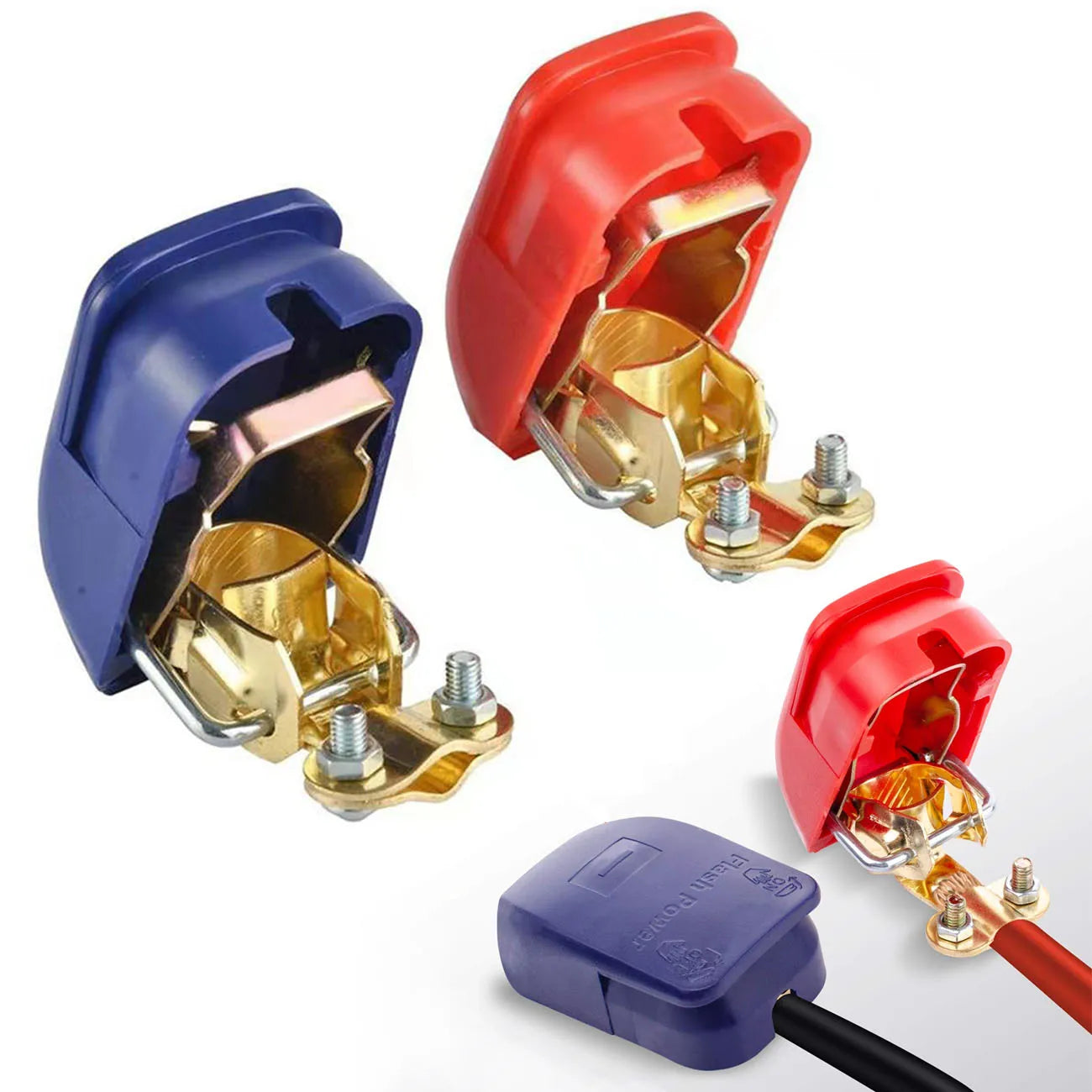 2Pcs Car Battery Terminal Connectors Quick Release Disconnect 12V 24V Positive Negative Battery Cable Ends for SAE/JIS Type Car Beauty World Shop