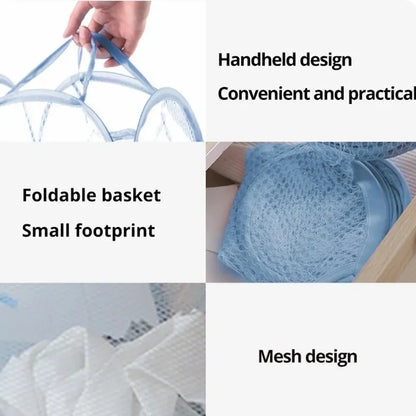 Folding Household Laundry Storage Basket Mesh Dirty Clothes Storage BasketToy Storage Bag Household Storage Bucket Beauty Fashion
