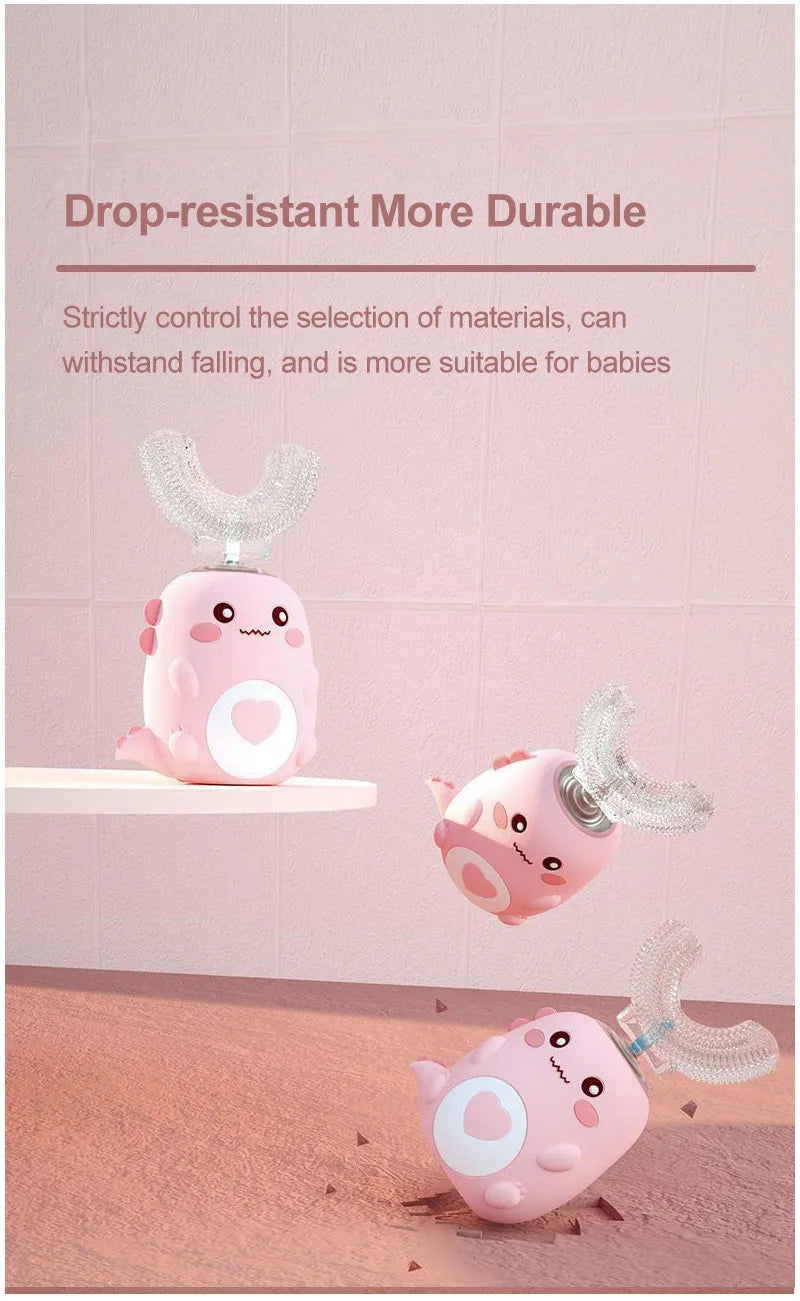 Children'S Electric Toothbrush Food Grade Silicone Oral 360 Degree Automatic Usb Charging Smart Children'S Toothbrush U-Shaped Beauty World Shop