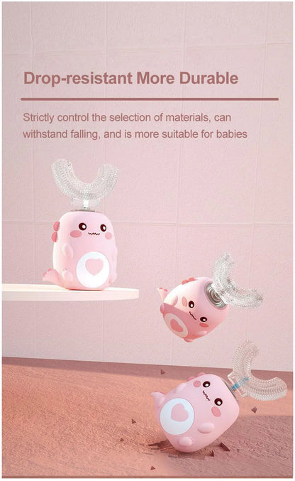Children'S Electric Toothbrush Food Grade Silicone Oral 360 Degree Automatic Usb Charging Smart Children'S Toothbrush U-Shaped Beauty World Shop