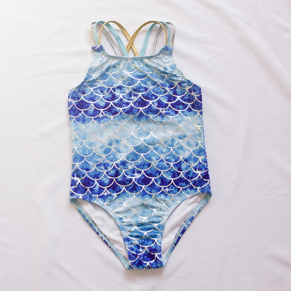 Fishscale Bandage Girls Kids Swimsuit 2026 Shell Shape Embroidery Children Girls One Piece Swimwear Beach Wear Monokini Beauty World Shop