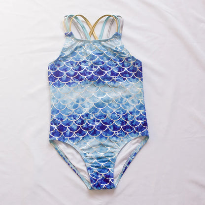 Fishscale Bandage Girls Kids Swimsuit 2026 Shell Shape Embroidery Children Girls One Piece Swimwear Beach Wear Monokini Beauty World Shop
