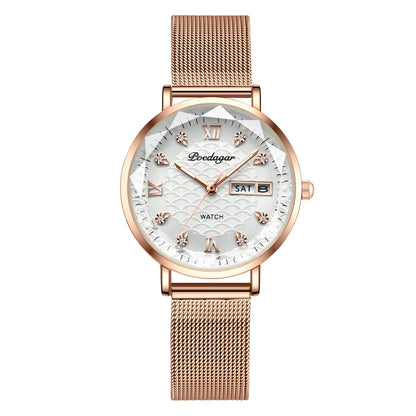 POEDAGAR Top Elegant Women's Watches Stainless Steel Date Week Woman Watch Waterproof Luminous Fashion Ladies Watch Quartz Reloj Beauty World Shop