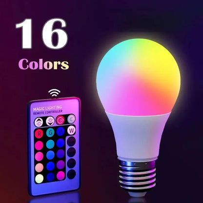16 Colors RGB Bulb LED Multicolor Bulb E27 220V Household Lighting Dimmable 24 Key Remote Control Smart Lamp Atmosphere Light Beauty World Shop