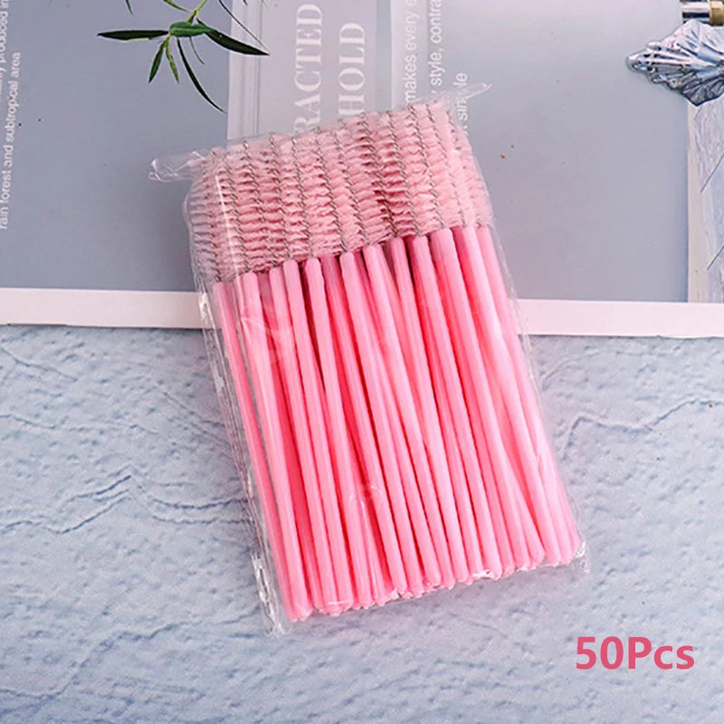 50Pcs Eyelash Brushes Makeup Brushes Disposable Mascara Wands Applicator Spoolers Eye Lashes Cosmetic Brush Lash Extension Tool Beauty World Shop