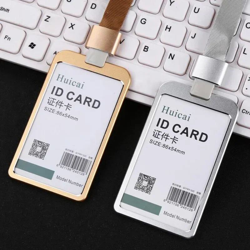 1 Pcs Aluminum Alloy Card Cover Case Bank Business Work Card Holder with ABS Retractable Badge Reel Credit ID Card Badge Bag Beauty World Shop