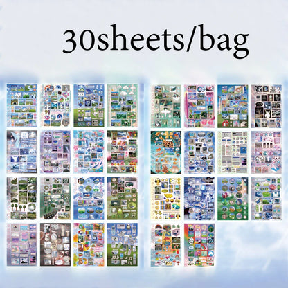 2Style 30 pieces/bag Time Reshaping Cut Film Coil Sticker Book Handbook Material Sticker DIY Photo Frame Scrapbook Notebook Cup Beauty World Shop