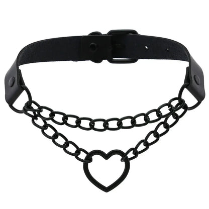 Vintage Black chain jazz dance necklace punk rock choker PU leather goth rivets collar party club Gothic jewelry Harajuku Beauty World Shop