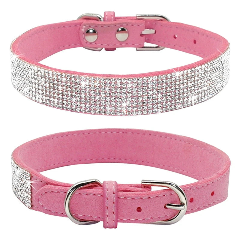 Dog Collar Crystal Glitter Rhinestone Pet Collars Zinc Alloy Buckle Collar For Small Medium Dogs Cats Chihuahua Pug Dog Collar Beauty World Shop
