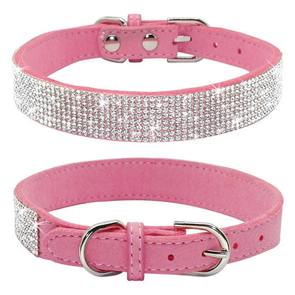 Dog Collar Crystal Glitter Rhinestone Pet Collars Zinc Alloy Buckle Collar For Small Medium Dogs Cats Chihuahua Pug Dog Collar Beauty World Shop
