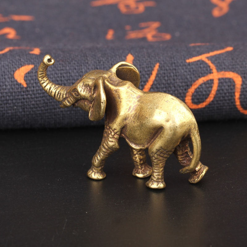 Antique Bronze Minature Elephant Figurines Tea Pet Table Ornament Decorations Solid Copper Animal Crafts Home Decor Living Room Beauty World Shop