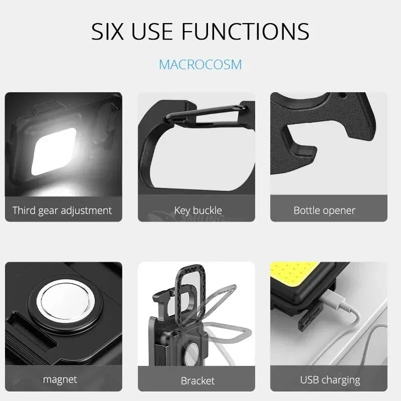 Mini LED Keychain Flashlight Aluminum Alloy USB Charging Portable COB Light for Camping Outdoor Work Fishing Beauty Fashion