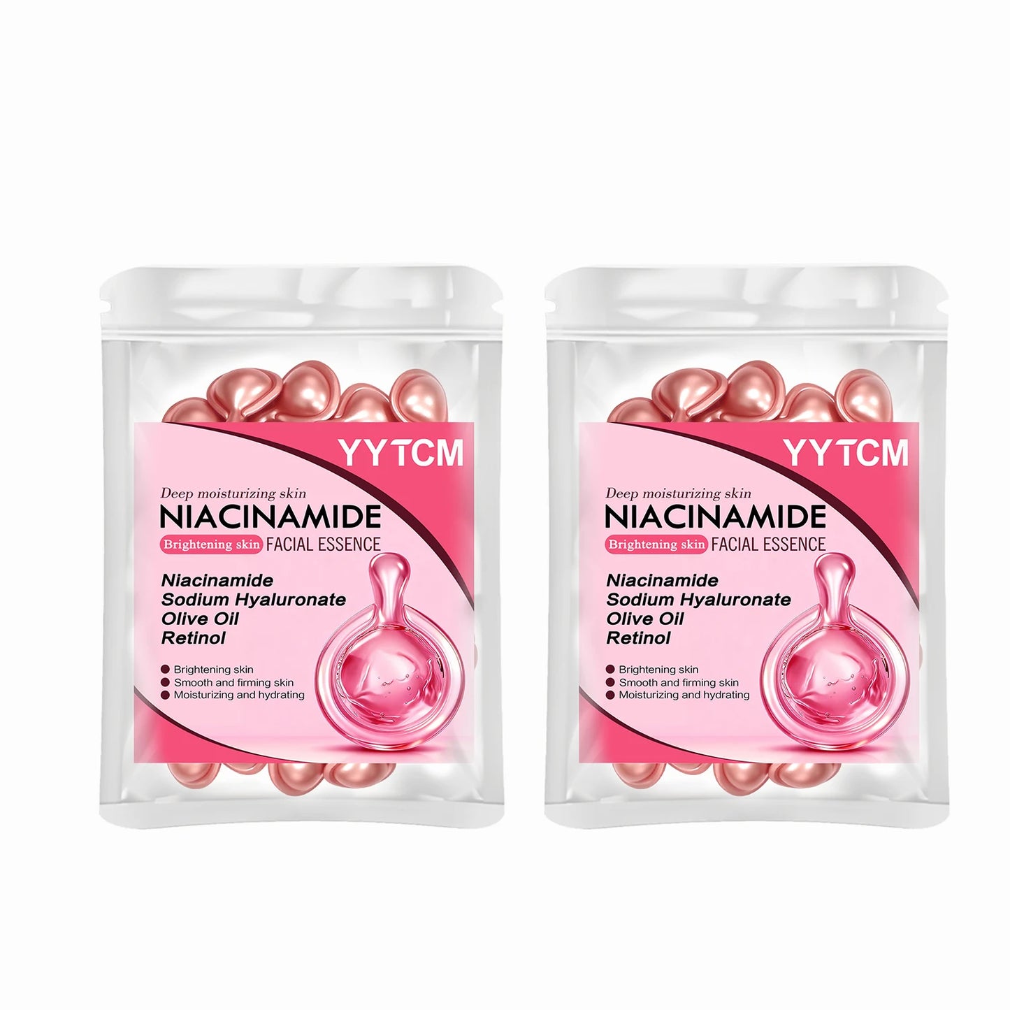 Niacinamide Facial Essence Capsules, Containing Retinol, Olive Fruit Oil, Gardenia Extract, Brighten Skin Tone, Moisturize and Hydrate, and Smooth and Soften Skin (0.5Gx30 Capsules)/Bag-1 Bag Beauty World Shop