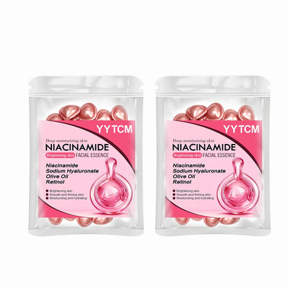 Niacinamide Facial Essence Capsules, Containing Retinol, Olive Fruit Oil, Gardenia Extract, Brighten Skin Tone, Moisturize and Hydrate, and Smooth and Soften Skin (0.5Gx30 Capsules)/Bag-1 Bag Beauty World Shop