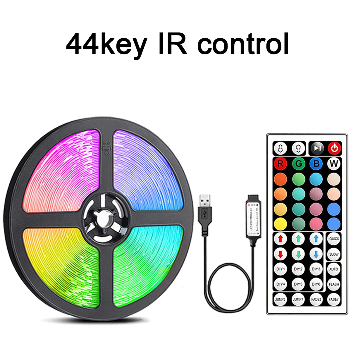 Led Strip Lights with 44 Key Remote Control 1m 5m 10m 20m RGB Tape Led Wall Room for Home Bedroom Party Decor TV Backlight Beauty World Shop