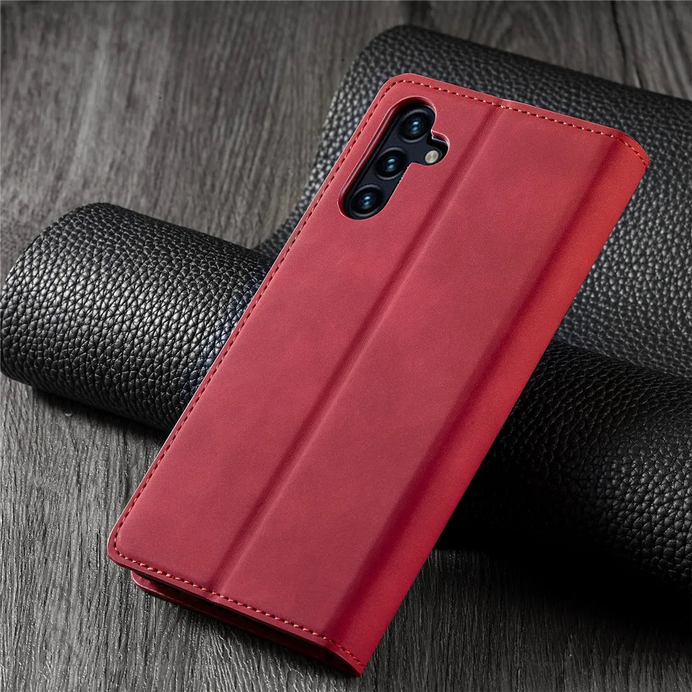 Leather Phone Case For Samsung S26 S25 edge S24 S23 FE S22 Ultra S21 S20 S10 Plus Note 20 10 9 Magntic Flip Card Wallet Cover Beauty World Shop