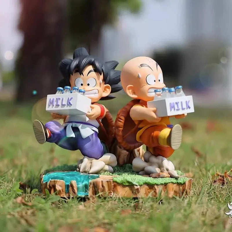 15CM Dragon Ball Anime Figure Son Goku and Krillin Milk Delivery Model Action Figures Periphery Doll PVC Model Gifts Toys Beauty World Shop