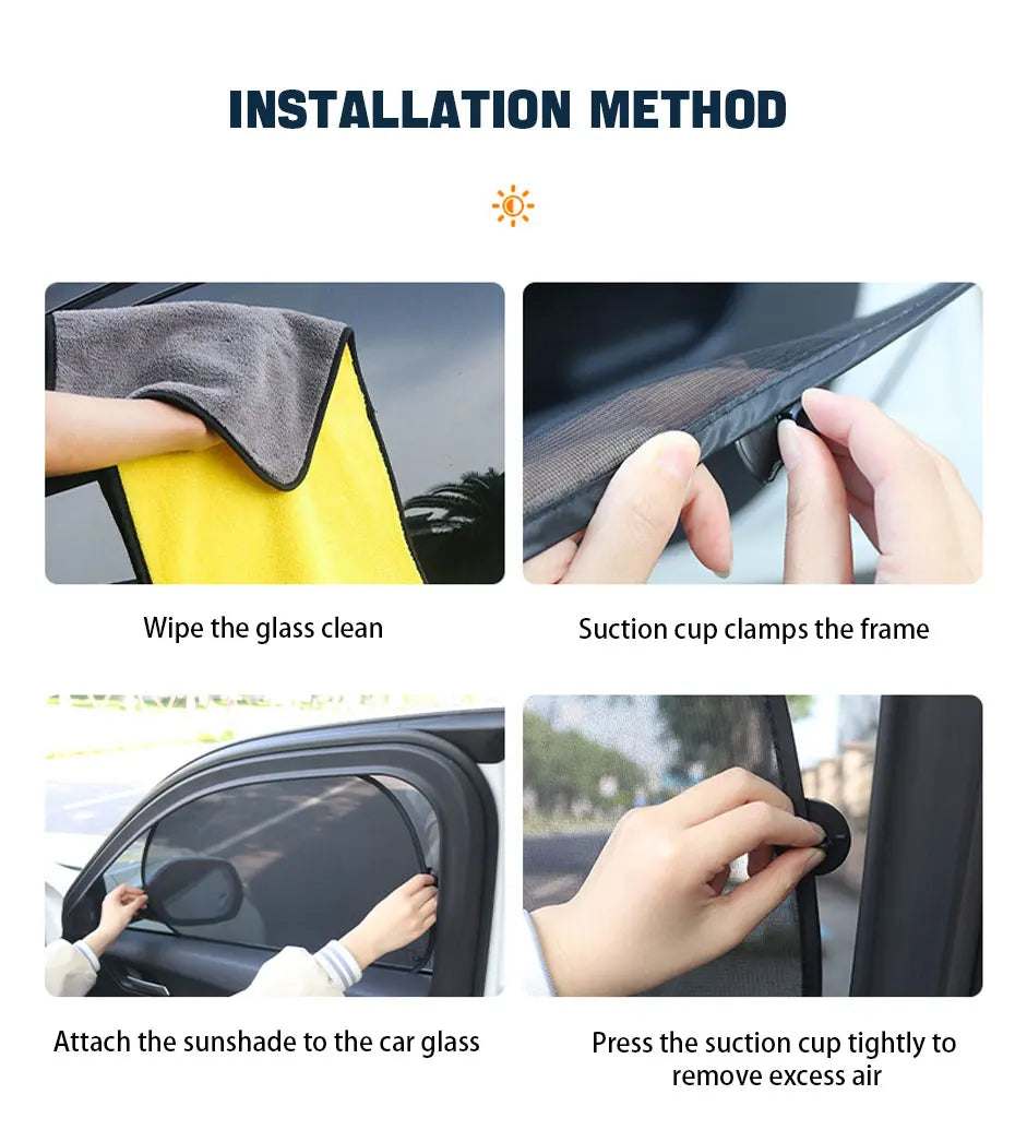 SEAMETAL Car Sun Shade Side Window Curtain Front Rear Window Sunshade Summer UV Blocking Suction Cup Car Sun Protection Curtains Beauty World Shop
