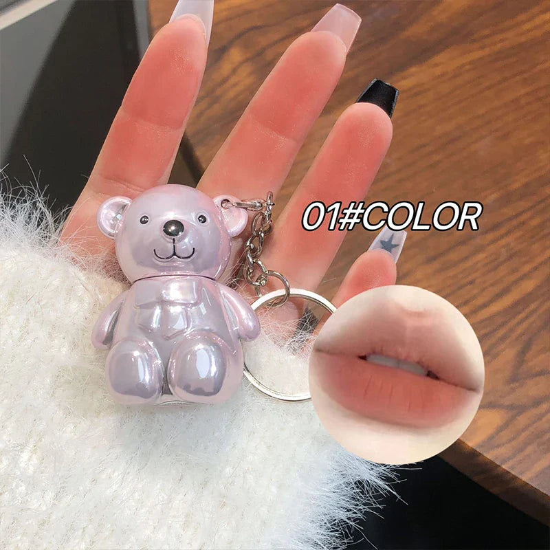 ART VALUE Bear Doudoun Velour Lip Clay matte Mist Face with White grey pink keychain lip glaze Beauty Trend Shop