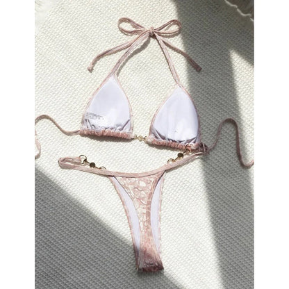 S- XL Leopard Halter Mini Micro Thong Bikini Women Swimwear Female Swimsuit Two-pieces Bikini set Bather Bathing Suit Swim V5207 Beauty World Shop