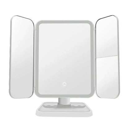 Trifold Makeup Mirror LED Lights Dorm Dressing Mirror Beauty Light up your fill light with Smart Complementary Makeup Mirror Tri Beauty World Shop