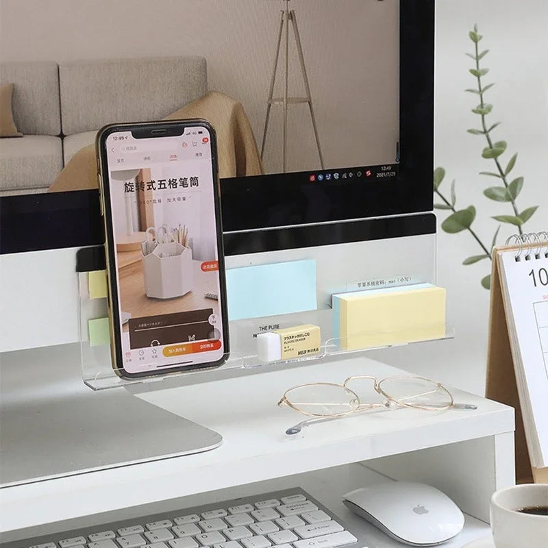 1Message Storage Board Under Computer Monitor，Office Desk Side Storage Rack Message Board Can Hold Phone Charging Memo Stickers Beauty World Shop