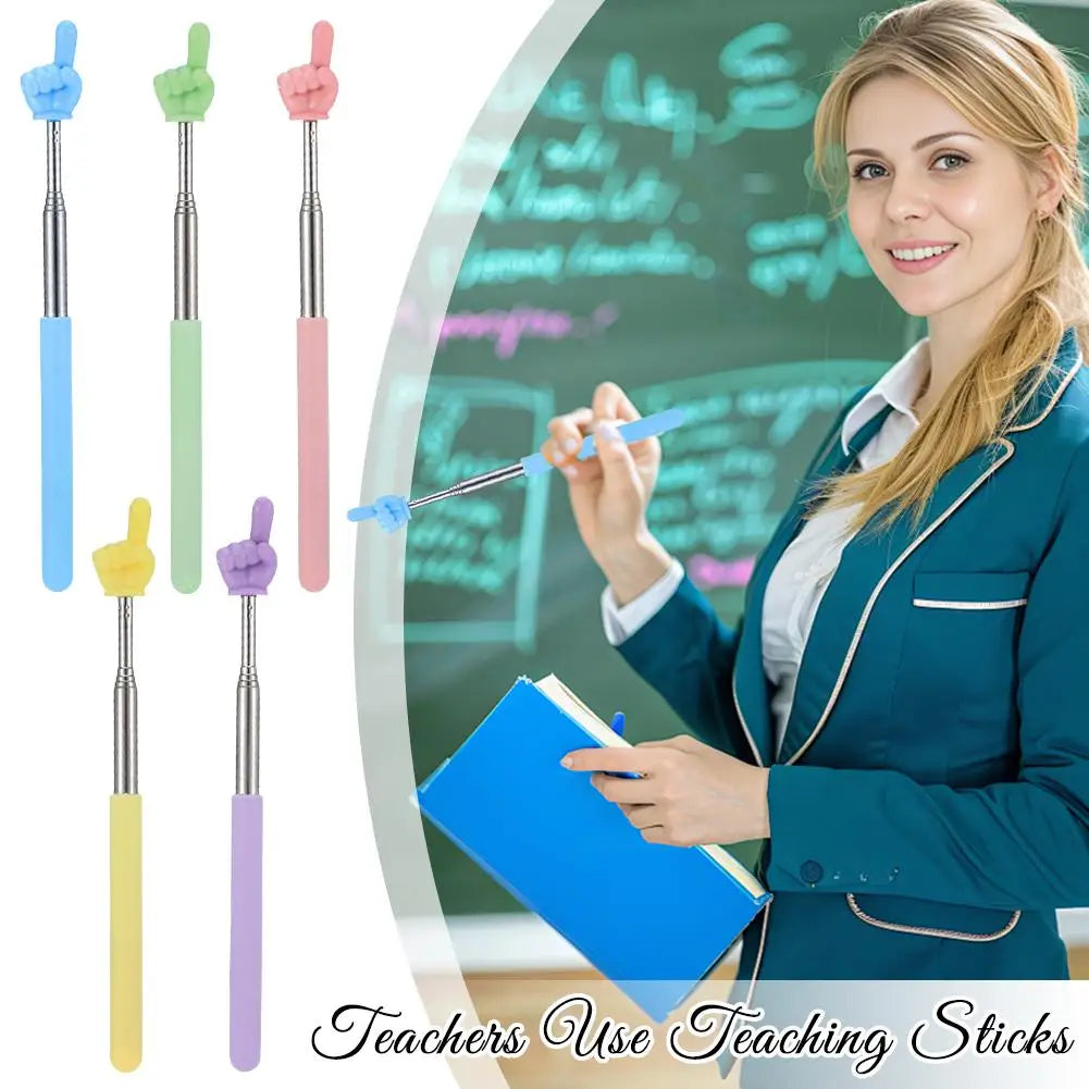 Steel Teaching Pointer Telescopic Rod Finger Design Teaching Stick Finger Reading Sticks Tools School Office Supplies Beauty World Shop