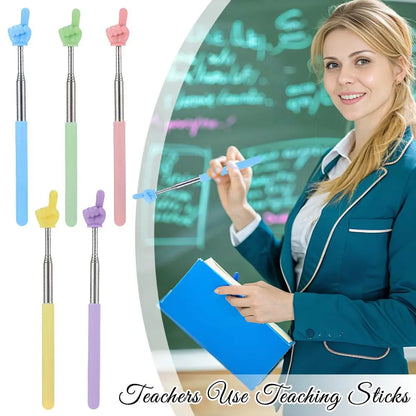 Steel Teaching Pointer Telescopic Rod Finger Design Teaching Stick Finger Reading Sticks Tools School Office Supplies Beauty World Shop