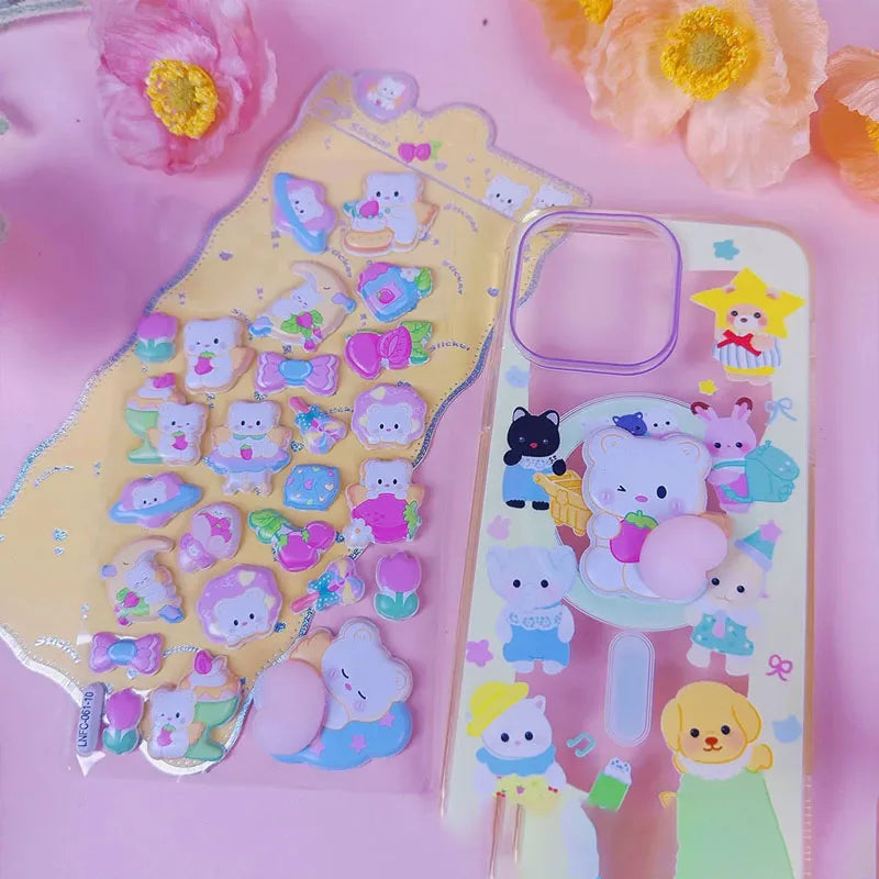 1 Sheet 3D Cute Animal Butt Stickers, Stress Relief Puffy Squishy Sticker for DIY Scrapbook Guitar Phone Case Laptop Decal Beauty World Shop