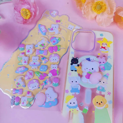 1 Sheet 3D Cute Animal Butt Stickers, Stress Relief Puffy Squishy Sticker for DIY Scrapbook Guitar Phone Case Laptop Decal Beauty World Shop