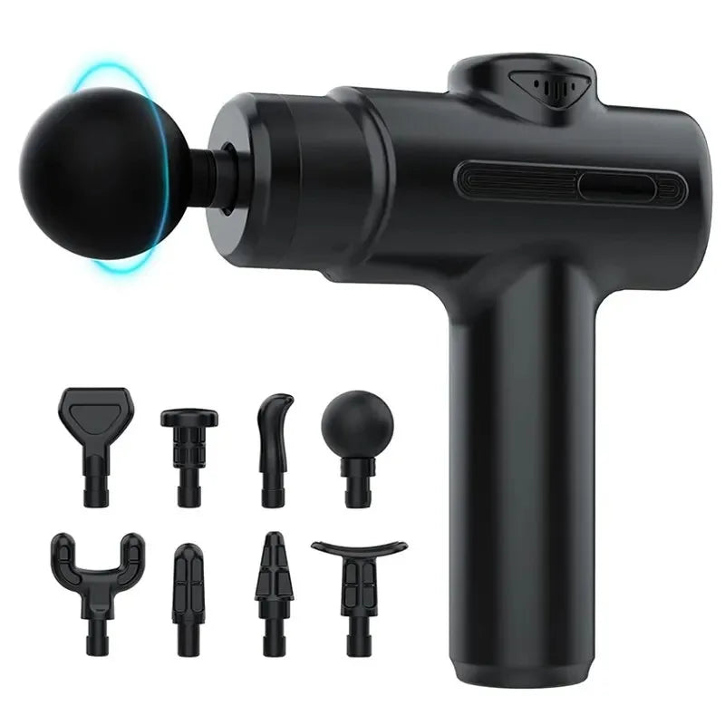 Electric Massage Gun Deep Tissue Facial Massgaer 8 Heads Arms Back Leg Muscle Relaxing For Body Back Arm Sport Fitness Beauty World Shop