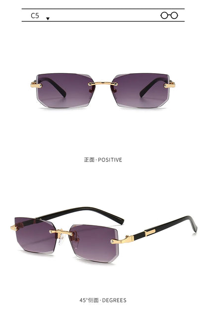 Rimless Sunglasses Rectangle Fashion Popular Women Men Shades Small Square Sun Glasses For Female Male Summer Traveling Oculos Beauty World Shop