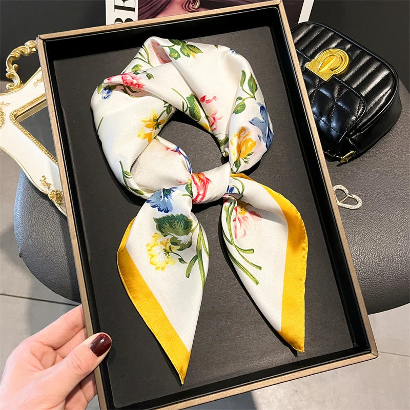 70cm Silk Feeling Square Scarf Women Satin Bandana Print Scarves Head Band Fashion Lady Hair Shawl Wrap Female Neckerchief Hijab Beauty World Shop
