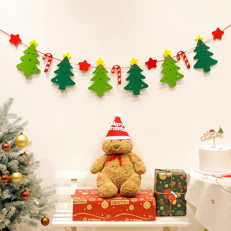 LED String Light DIY Handmade Decorated Merry Christmas Holiday Hanging Home Room Background Pull Flag Banner Christmas Pendant Beauty World Shop
