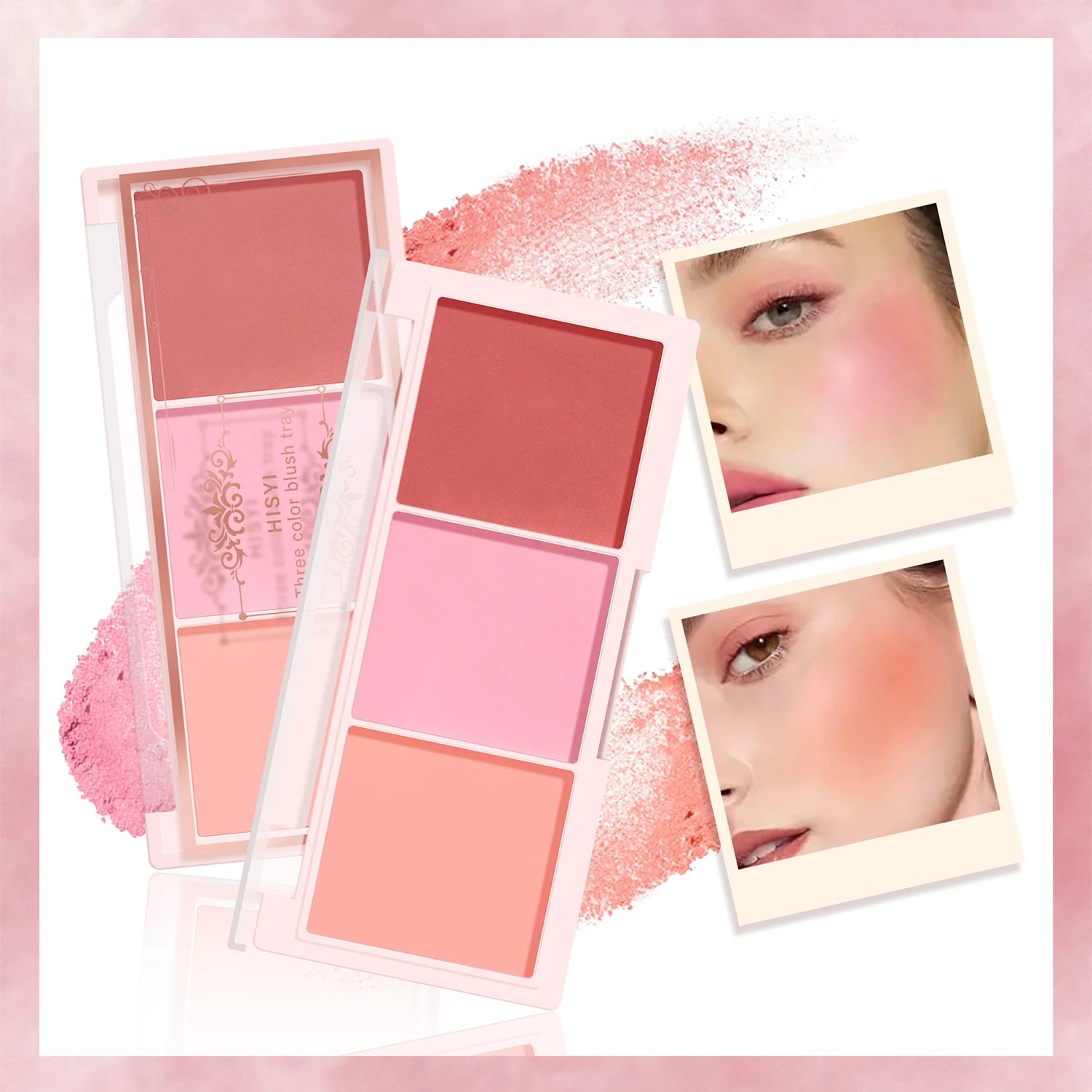 HISYI three-color blush natural color rendering delicate non-flying powder matte rouge holding makeup clear vitality girl blush Beauty World Shop