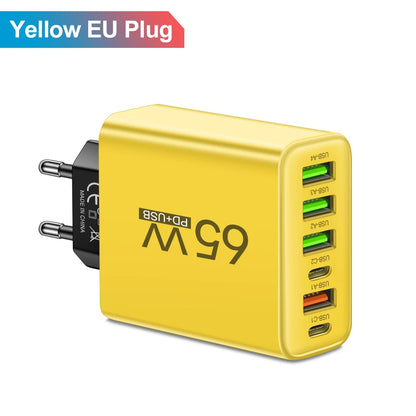 USB Charger 65W Mobile Phone Charger Fast Charging For Xiaomi Samsung Huawei P70 Travel Charger Adaptor For iPhone Quick Charger Beauty World Shop