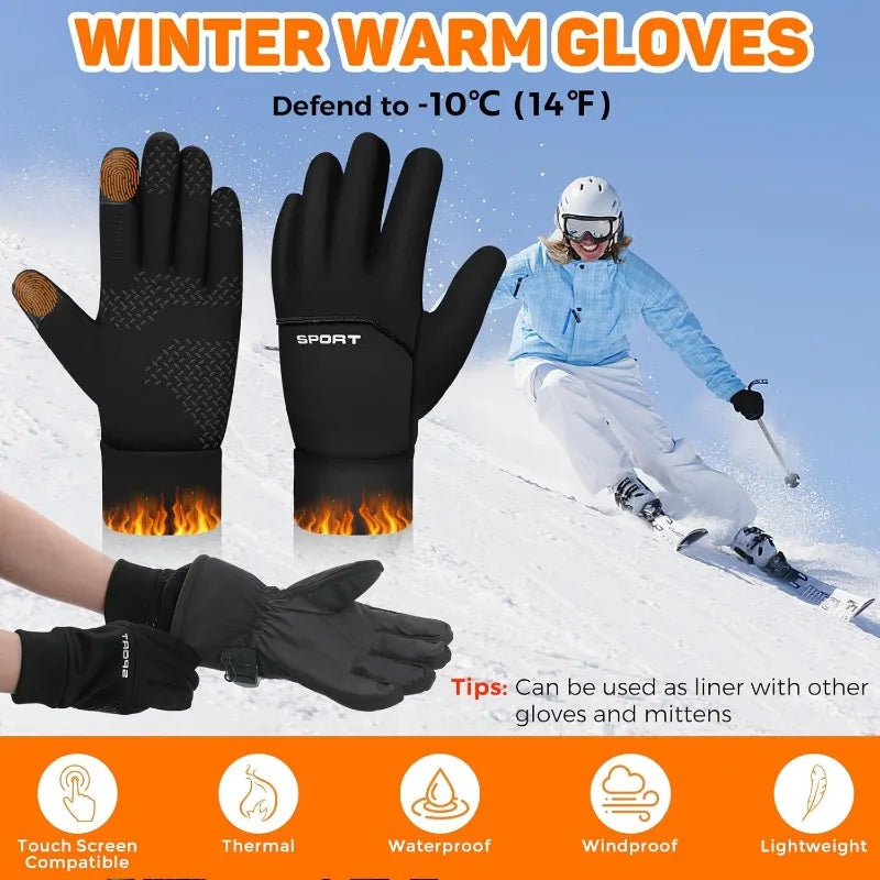 Winter Warm Gloves Touch Screen Windproof Cold-proof Cycling Gloves, Men's Women's Running, Hiking Skiing Gloves Beauty World Shop