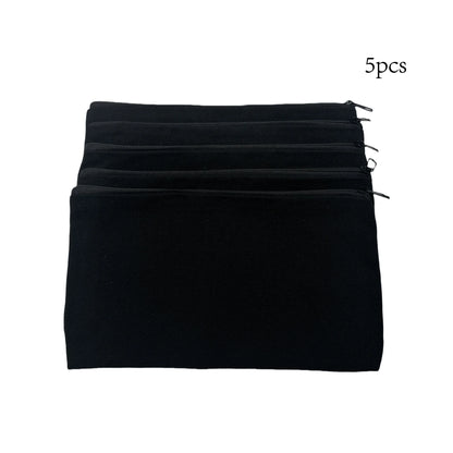 5pcs Blank Canvas Zipper Pouch Bulk, Makeup Bag Pencil Case For Cosmetic & DIY Crafts, Independence Day Beauty World Shop