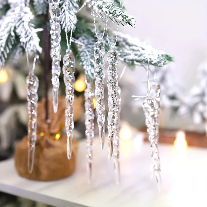 12/24/36pcs Crystal Clear Christmas Tree Ornaments Icicle Decorations For Holiday & Winter Party Decor Holiday Decorations Beauty World Shop