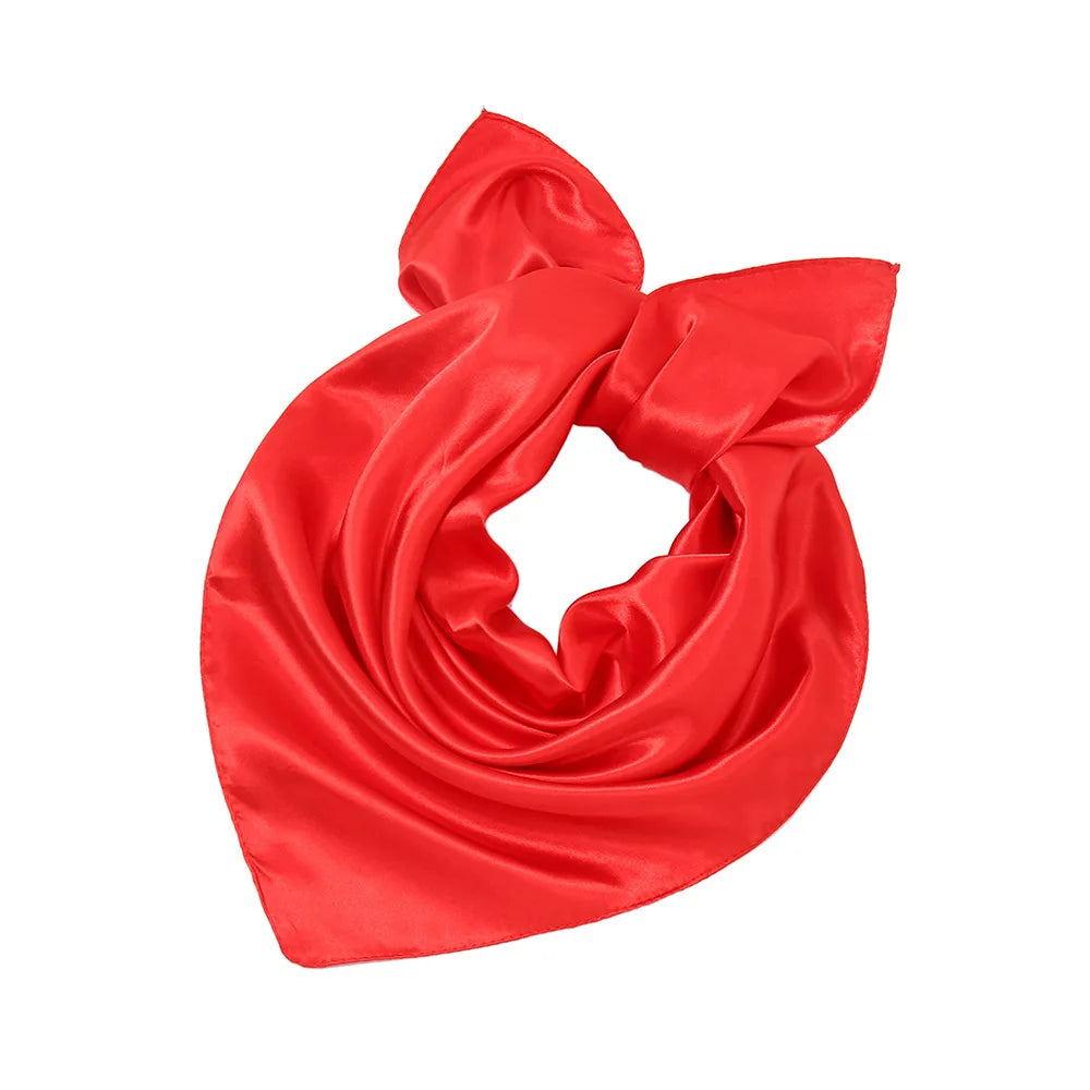 Women New Plain Satin Solid Color 60x60cm Square Scarf Girl Simulation Silk Performance Small Scarves Best Party Gift Beauty World Shop