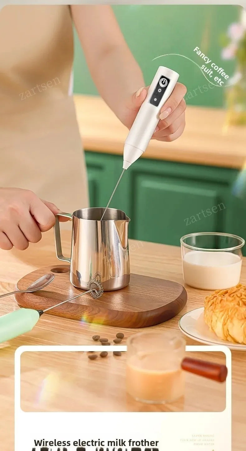 Wireless Milk Frother Electric Type-C Handheld Blender Stainless Steel Mini Coffee Maker Whisk Mixer For Coffee Cappuccino Cream Beauty World Shop