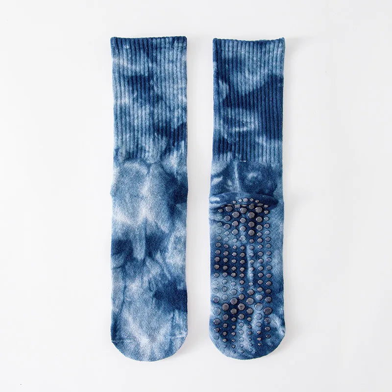 New Fashion Tie-dye Mid-calf Yoga Socks Pilates Socks Indoor Special Non-slip Sports Socks Dance Fitness Floor Socks Beauty World Shop