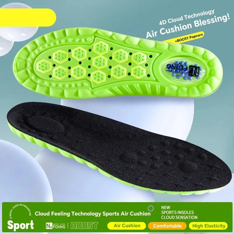 1Pair 4D Cloud Sport Insoles for Shoes PU Air Cushion Sole Soft Shock Absorption Deodorant Breathable Running Orthopedic Insoles Beauty World Shop