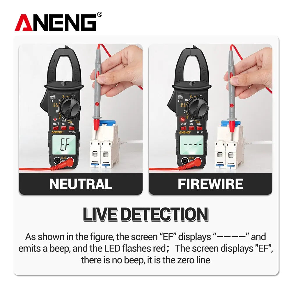 ANENG ST180 AC Current Clamp Meter  Digital 4000 Counts Multimeter Ammeter Voltage Tester Car Amp Hz Capacitance NCV Ohm Tool Beauty World Shop