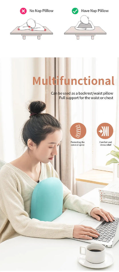 Portable Sponge Nap Pillow Macaron Color Soft Neck Pillow Multifunction Cervical Support Travel Sleeping Pillow Office Beauty World Shop